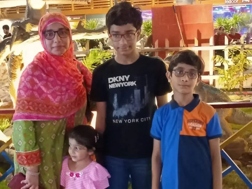 The author with her three children.