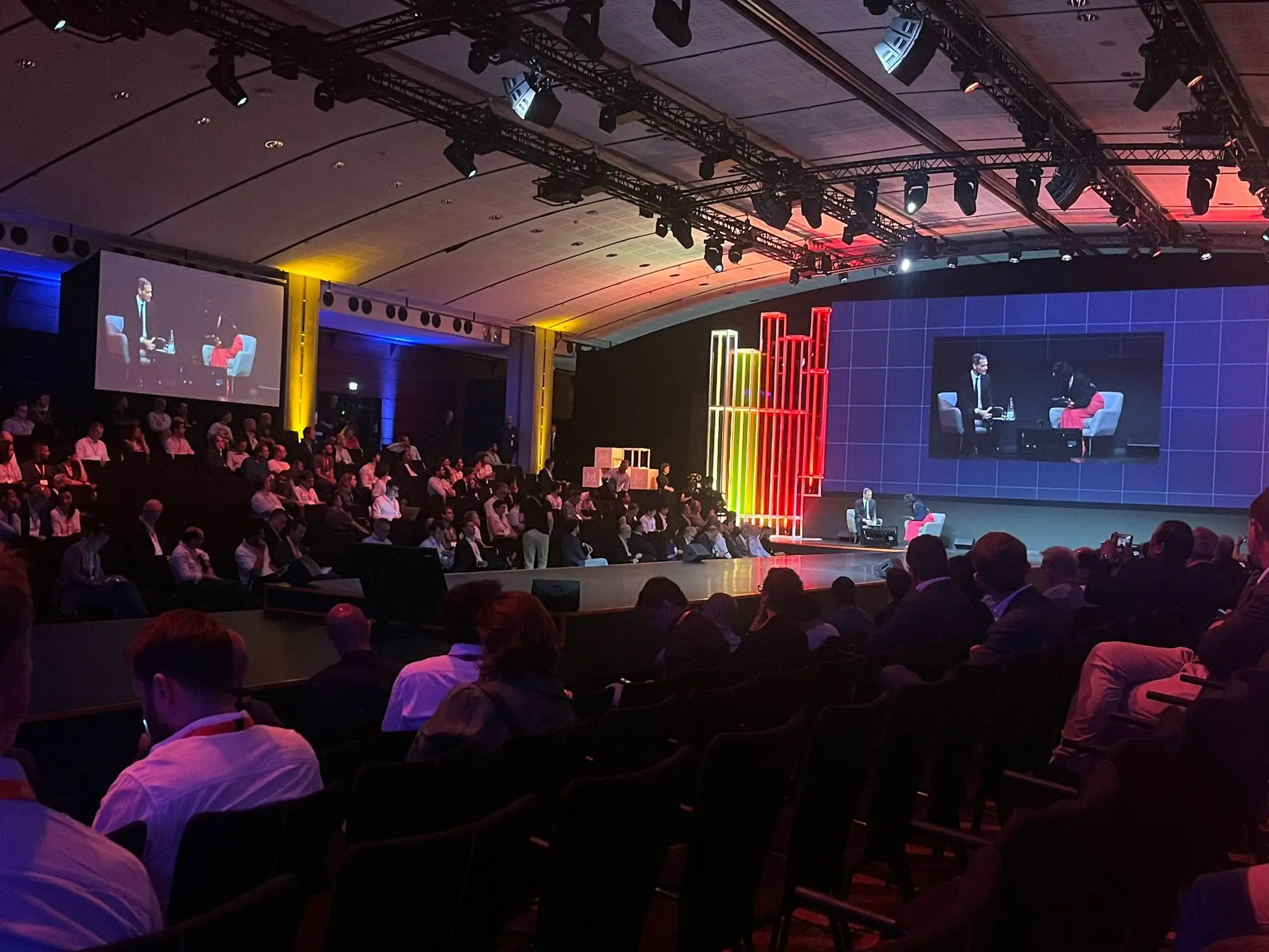 Rodolphe Saadé, chairman and CEO of shipping giant CMA CGM, onstage at Mistral AI's Summit