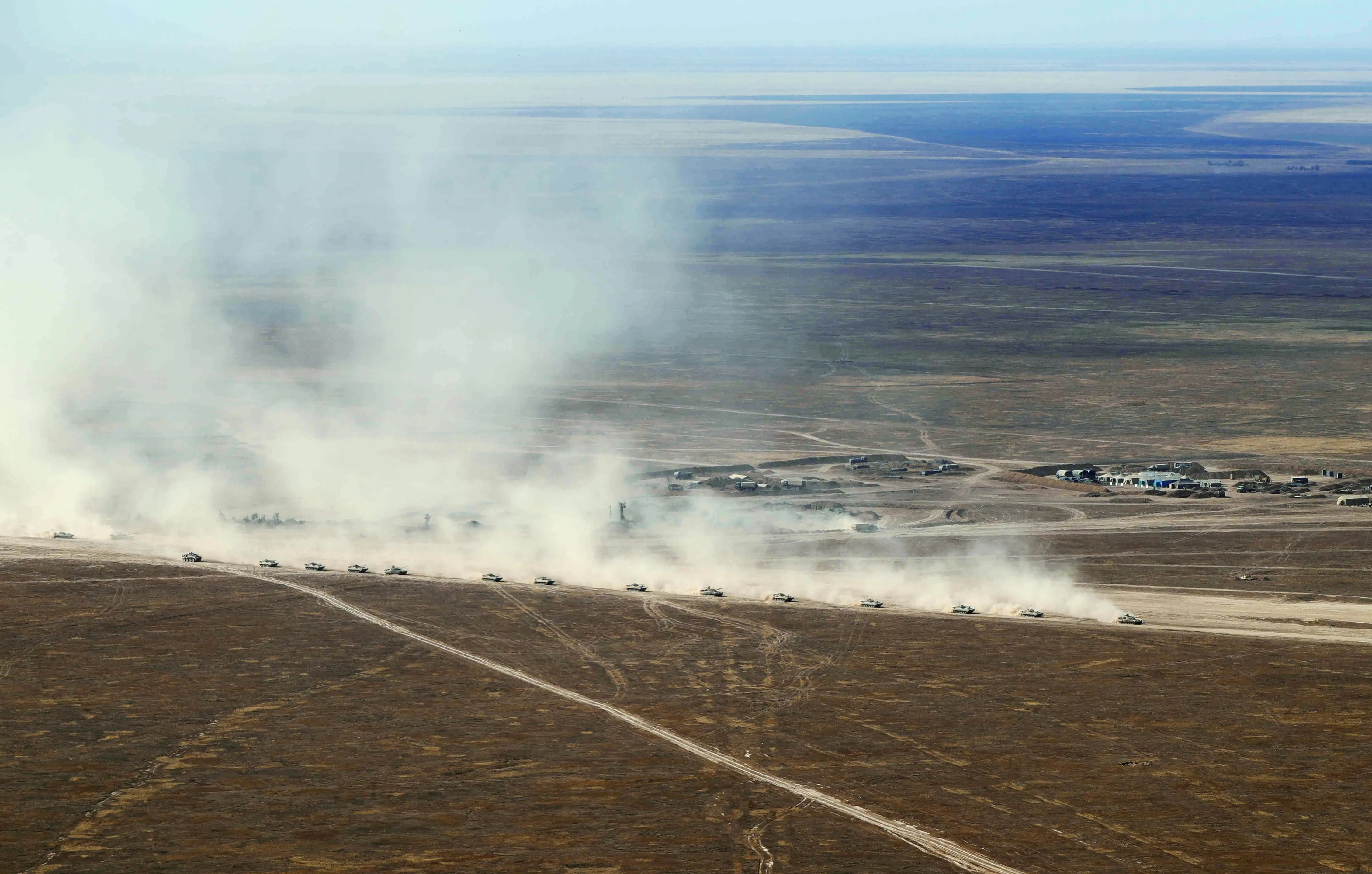 Military vehicles transited through the Kapustin Yar training range during a 2020 exercise.