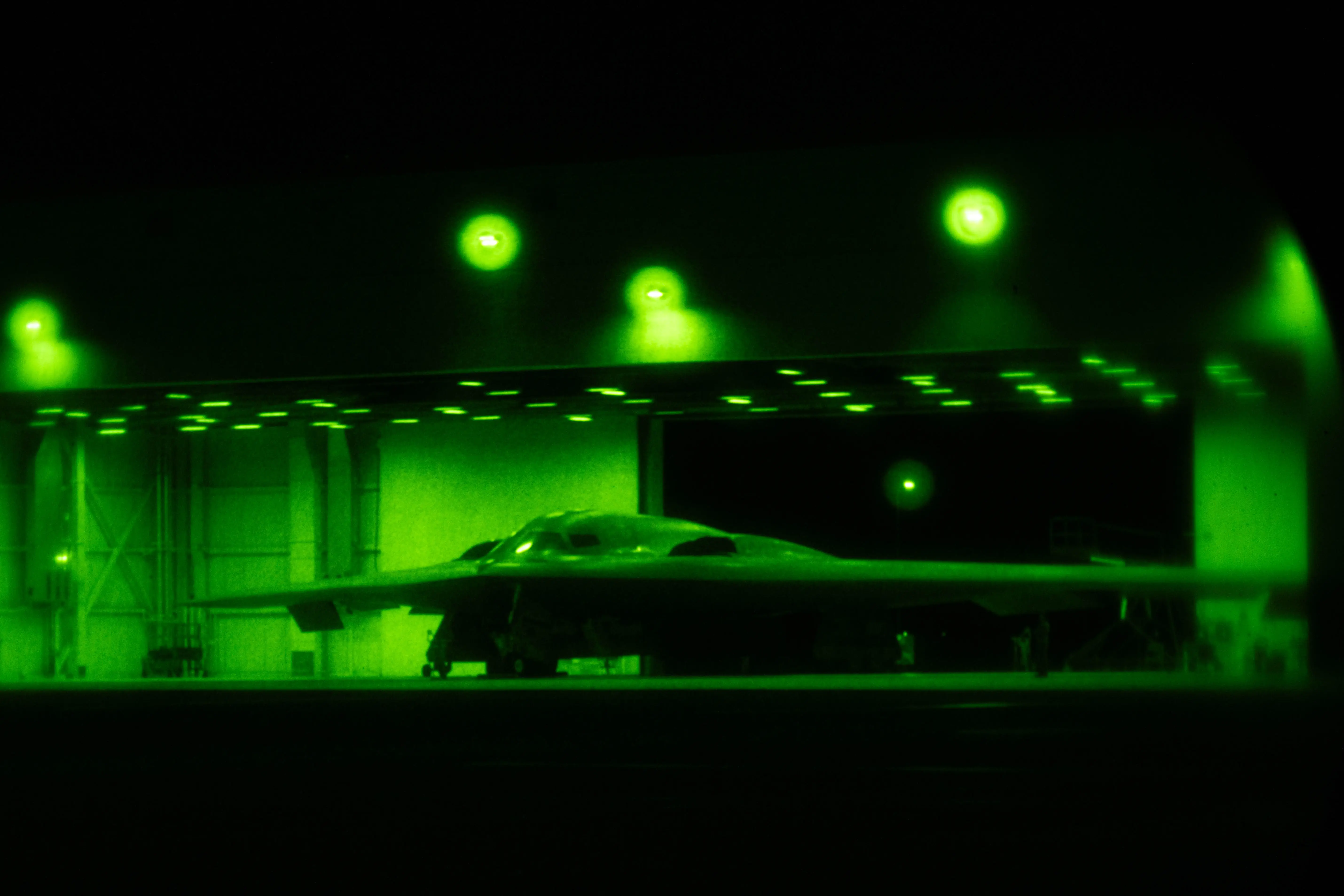 An Air Force B-2 Spirit bomber at Whiteman Air Force Base in Missouri, before departing for Operation Midnight Hammer, June 2025.
