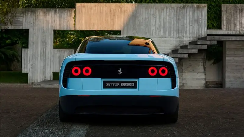 A rear shot of the Ferrari Luce