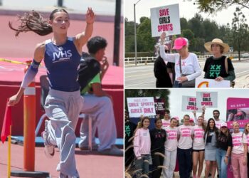 Trans athlete dominates California girls’ track meet as protesters demand: ‘Keep men out of women’s sports’