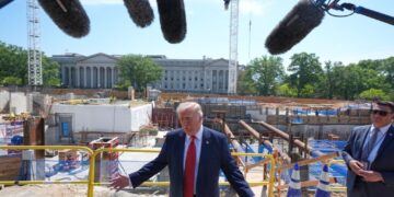 Trump shows off White House ballroom construction as funding stalls in Congress