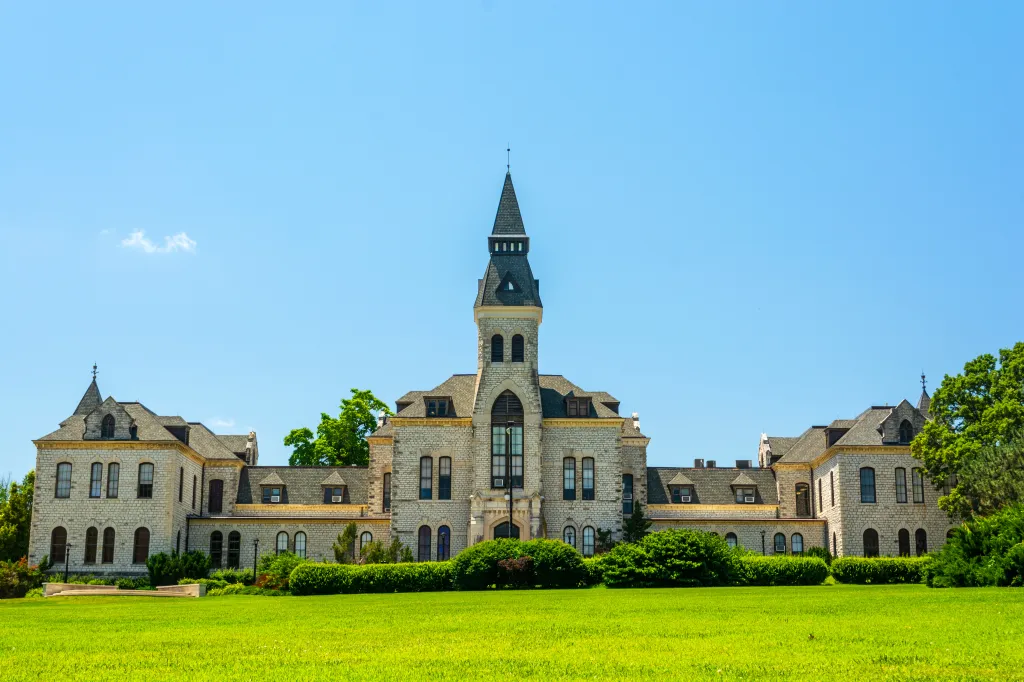 Kansas State University in Manhattan, Kansas on a sunny day.