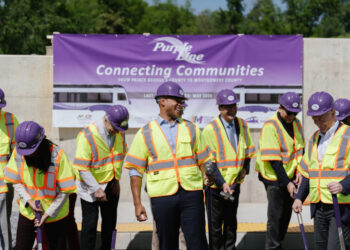The last bit of track, finally, is laid for the Purple Line