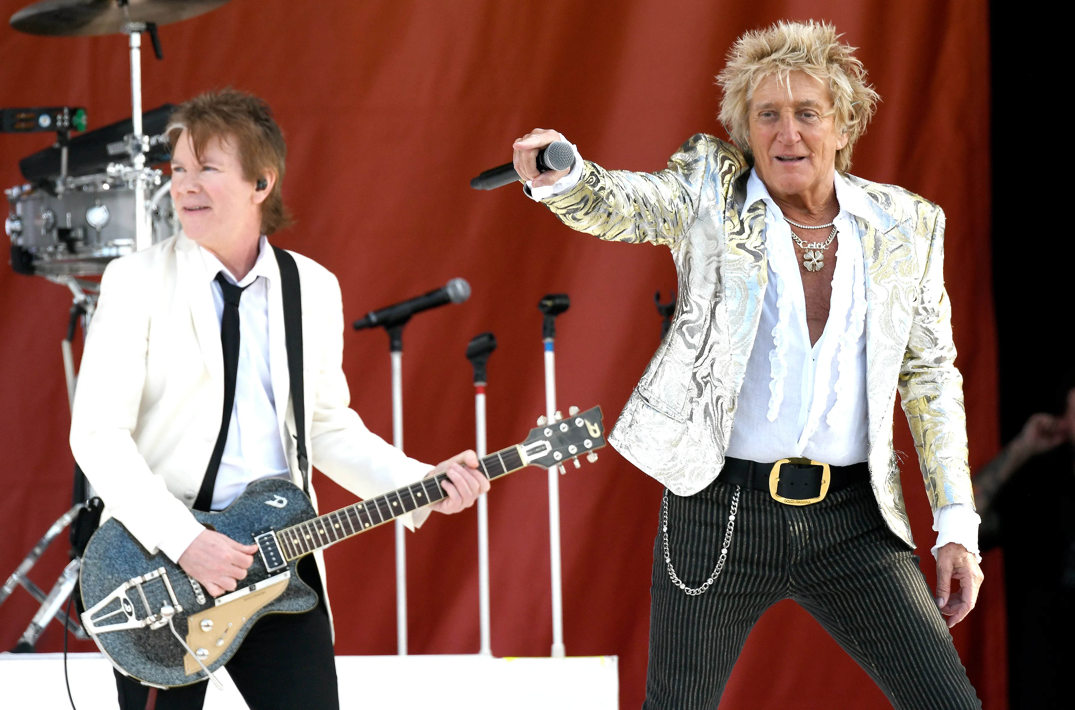 Rod Stewart performs during the New Orleans Jazz & Heritage Festival on April 26, 2026.