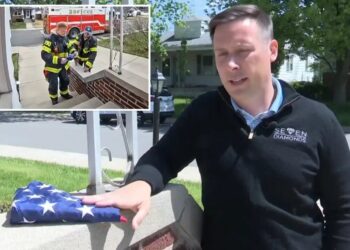 Indiana firefighter duo return lost American flag to stranger’s home: ‘It doesn’t hurt to help a neighbor’