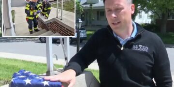 Indiana firefighter duo return lost American flag to stranger’s home: ‘It doesn’t hurt to help a neighbor’