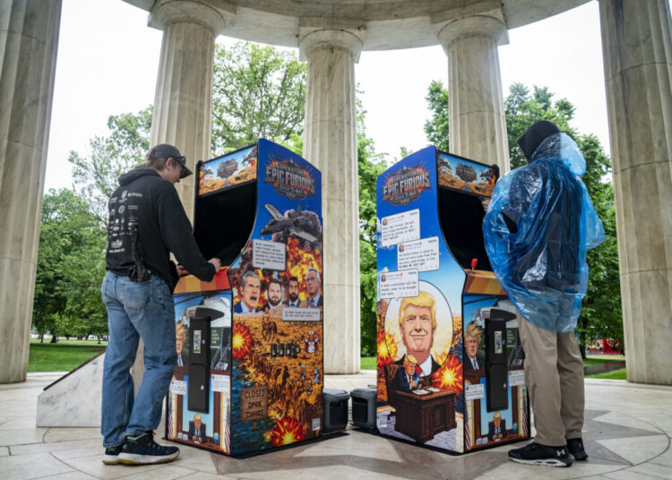 Artists behind Trump statues on the Mall create video game to protest Iran war