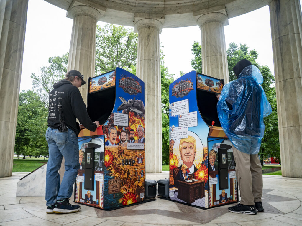 Artists behind Trump statues on the Mall create video game to protest Iran war