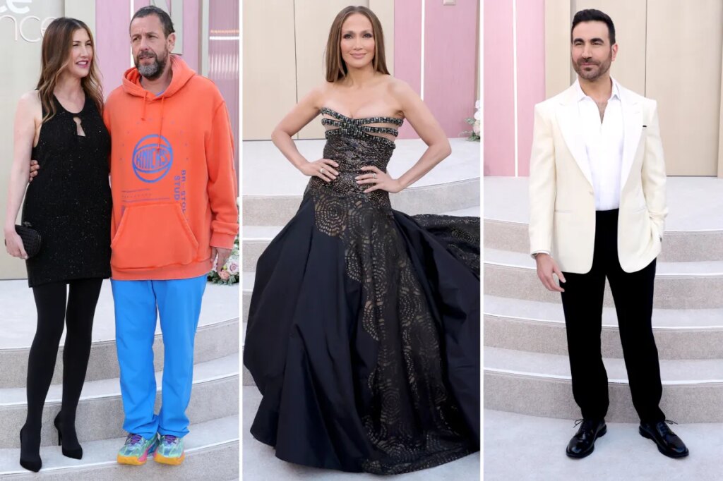 ‘Office Romance’ LA premiere red carpet: Jennifer Lopez, Brett Goldstein, Adam Sandler, and more.