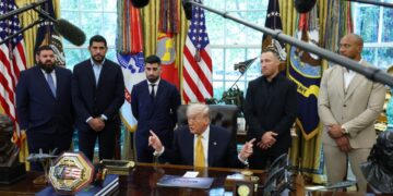 Trump hosts UFC fighters in Oval Office, touts Iran progress