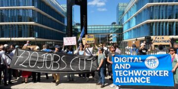 ‘We’re Just Getting the Crumbs Here’: Striking Contractors Protest Layoffs at Meta’s European Headquarters