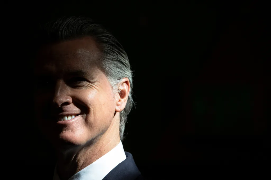 California Governor Gavin Newsom smiling.