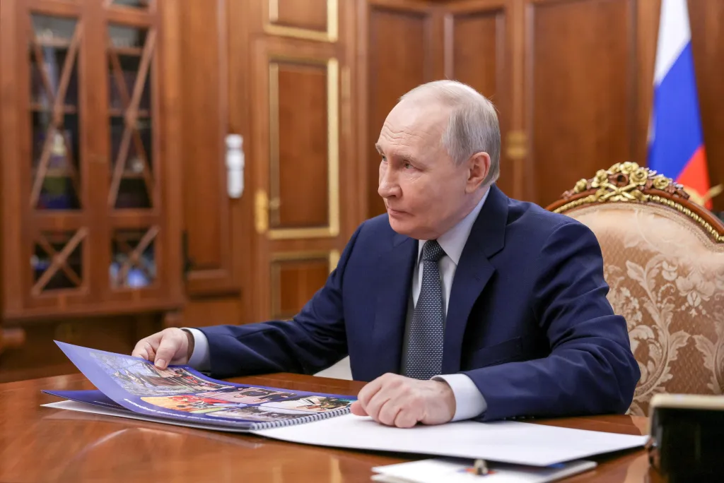 Russian President Vladimir Putin holds a meeting in Moscow.