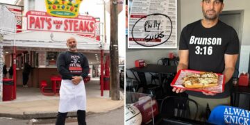 Owner of eatery that created the Philly cheesesteak will cook at Long Island pizzeria in Knicks gear after losing bet