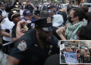 Hateful anti-Israel mob descends on historic NYC synagogue, clashes with cops in chaotic protest