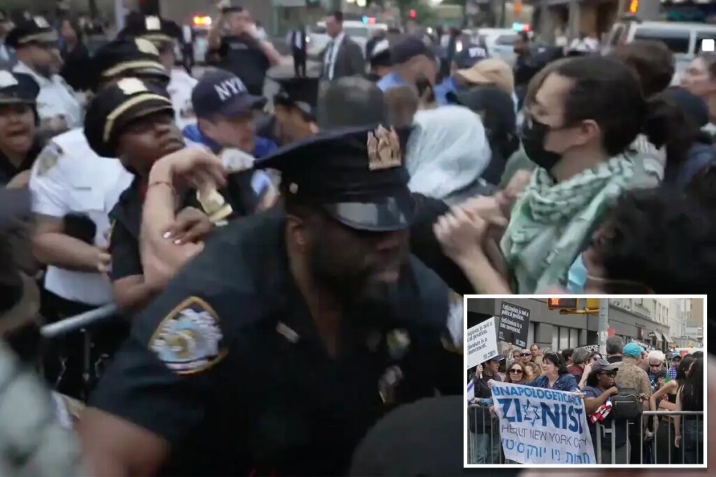 Hateful anti-Israel mob descends on historic NYC synagogue, clashes with cops in chaotic protest