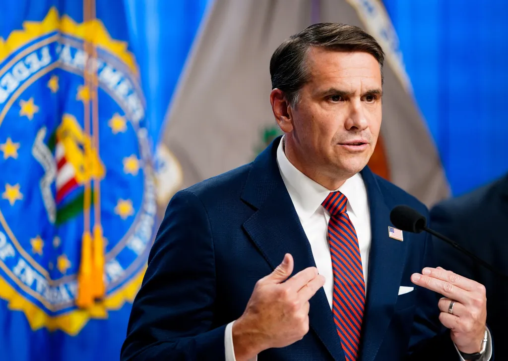 Acting Attorney General Todd Blanche speaks at a press conference in Washington, DC, on April 28, 2026.