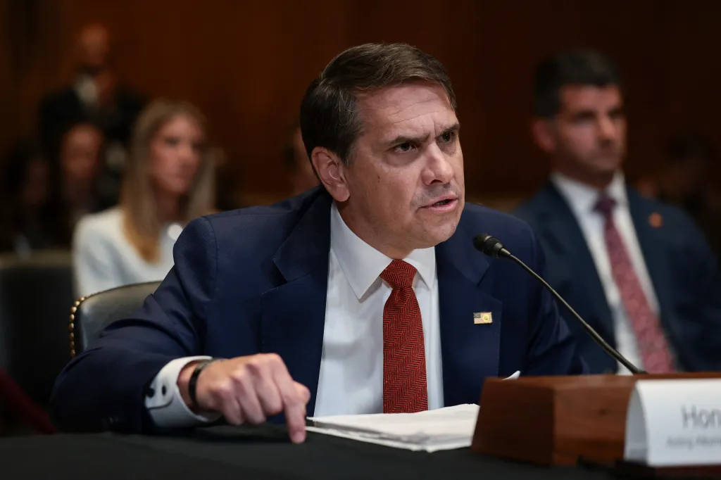 Acting Attorney General Todd Blanche testifies before a Senate budget panel.