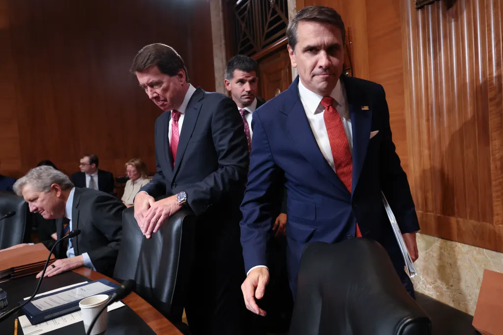 Acting U.S. Attorney General Todd Blanche arriving to testify before the Senate Committee.