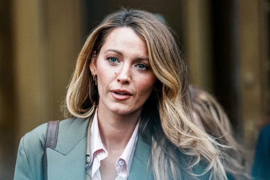 Actress Blake Lively leaving a courthouse after a settlement conference.