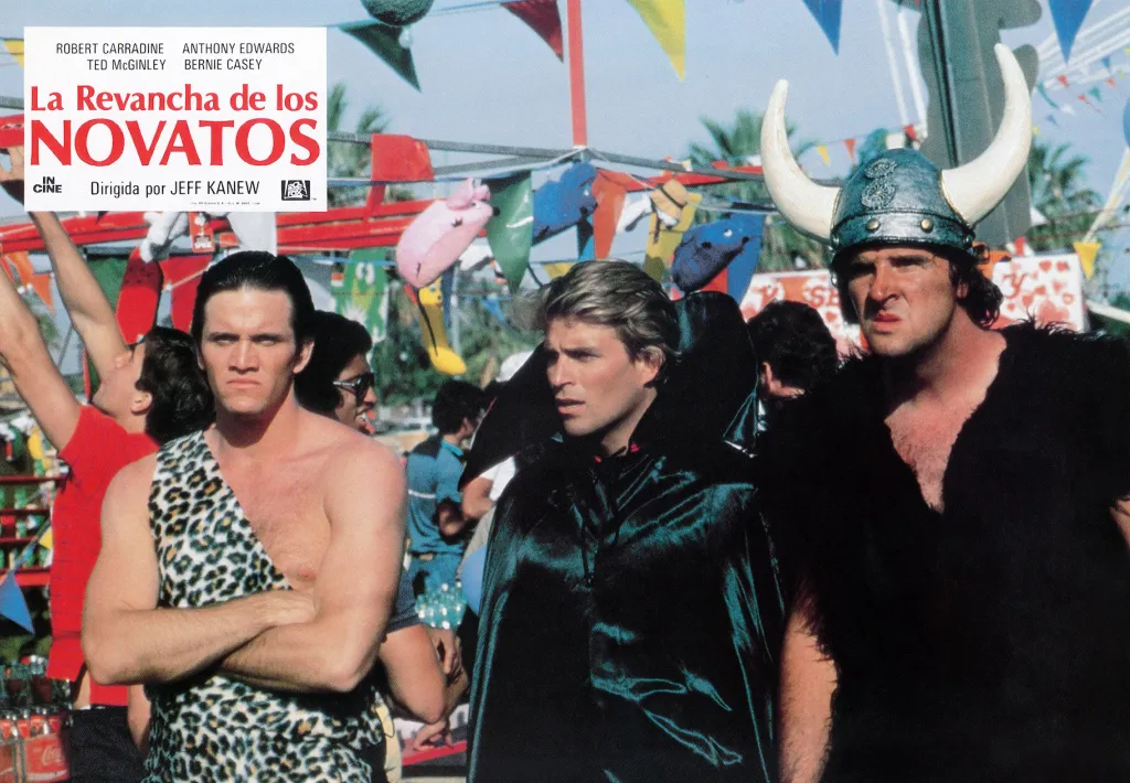Matt Salinger as a caveman, Ted McGinley as a vampire, and Donald Gibb as a viking from 