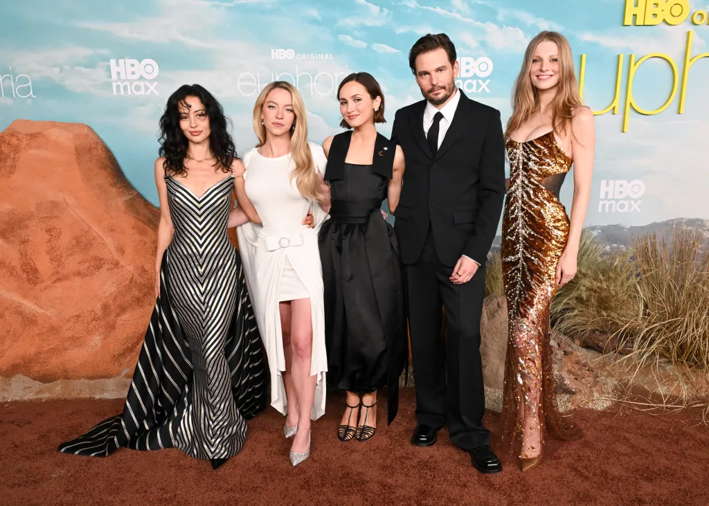 Alexa Demie, Sydney Sweeney, Maude Apatow, Sam Levinson, and Hunter Schafer at the 