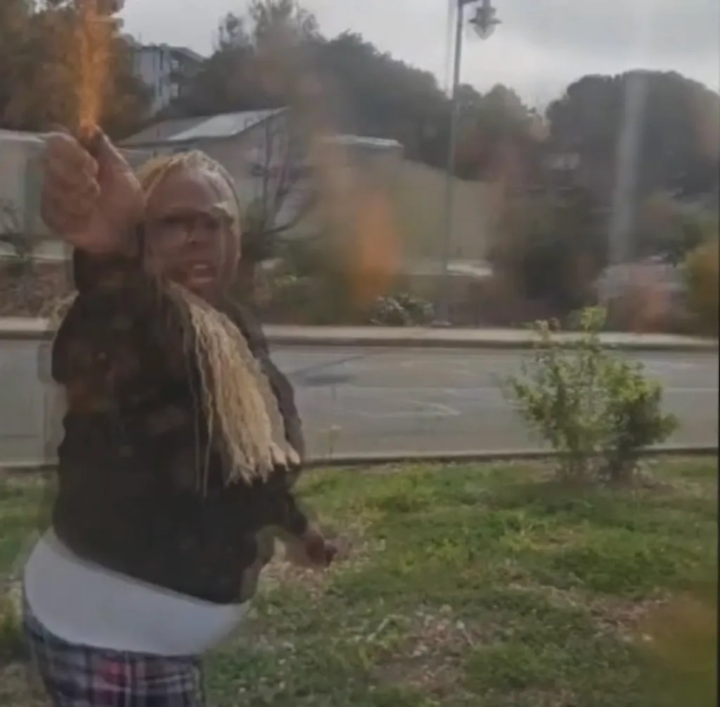 A woman pepper-sprays a truck driver.