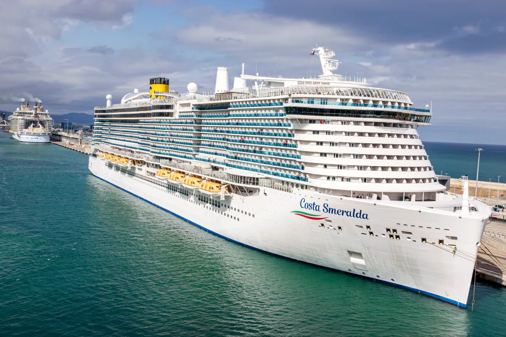 The LNG-powered Costa Smeralda cruise ship docked in Barcelona's Port.