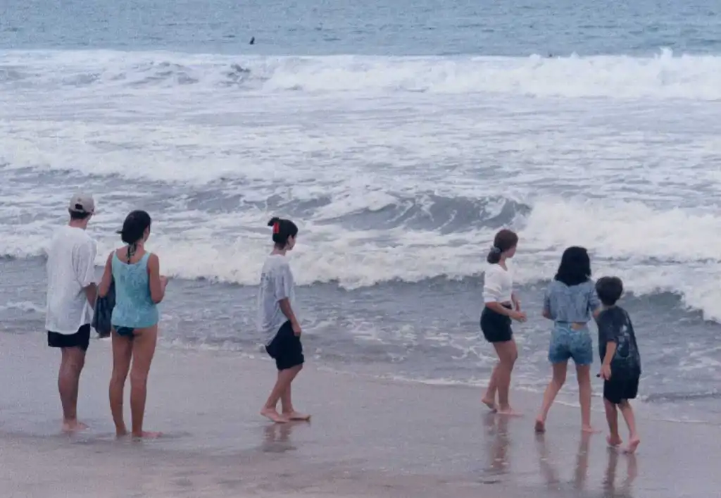 Bathers braving rough waters off the Jersey shore at Belmar Beach.