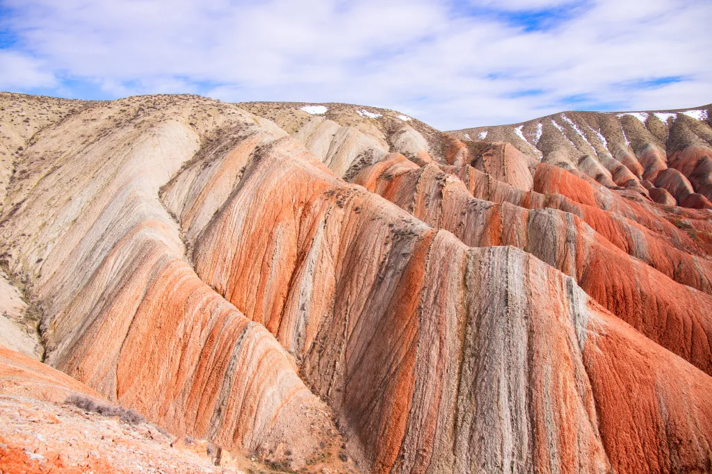 Colorful striped mountains in Azerbaijan.