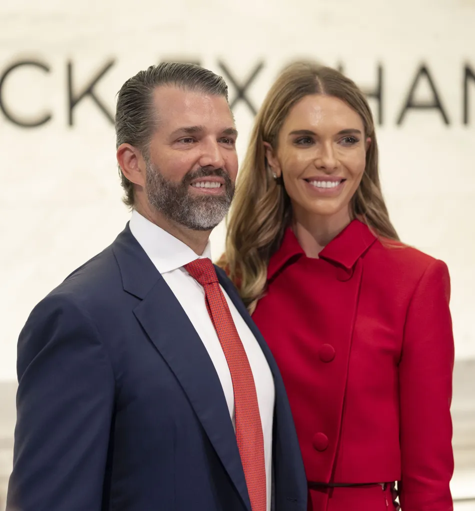 Donald Trump Jr. and Bettina Anderson at the New York Stock Exchange for GrabAGun Digital Holdings Inc.'s initial public offering.