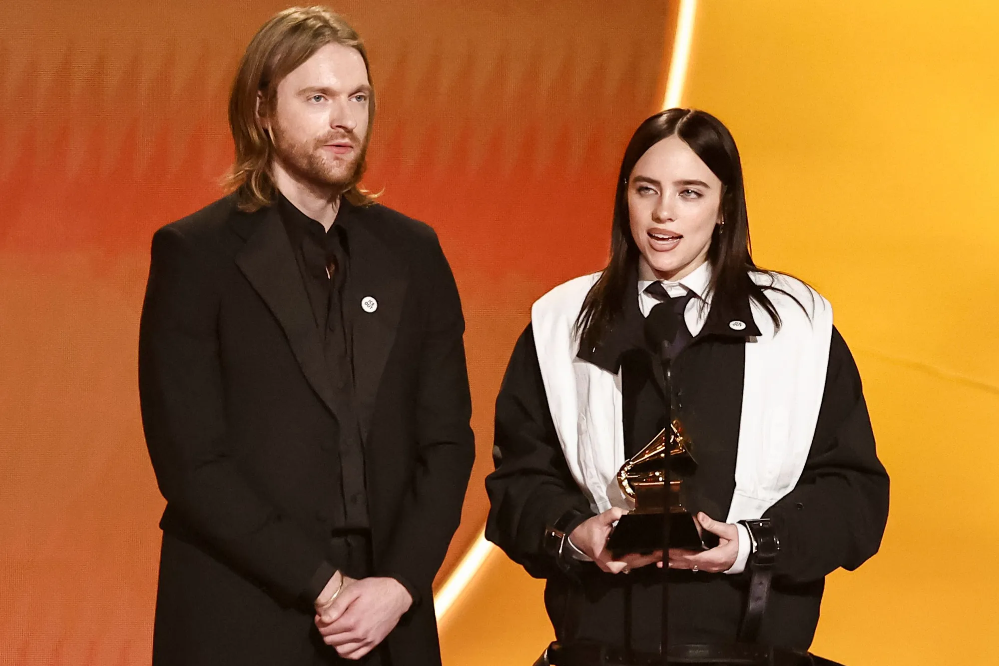 Billie Eilish and her brother on the Grammys 2026 stage.