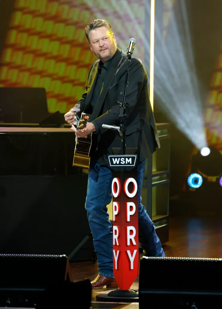 Blake Shelton performing at the Grand Ole Opry.