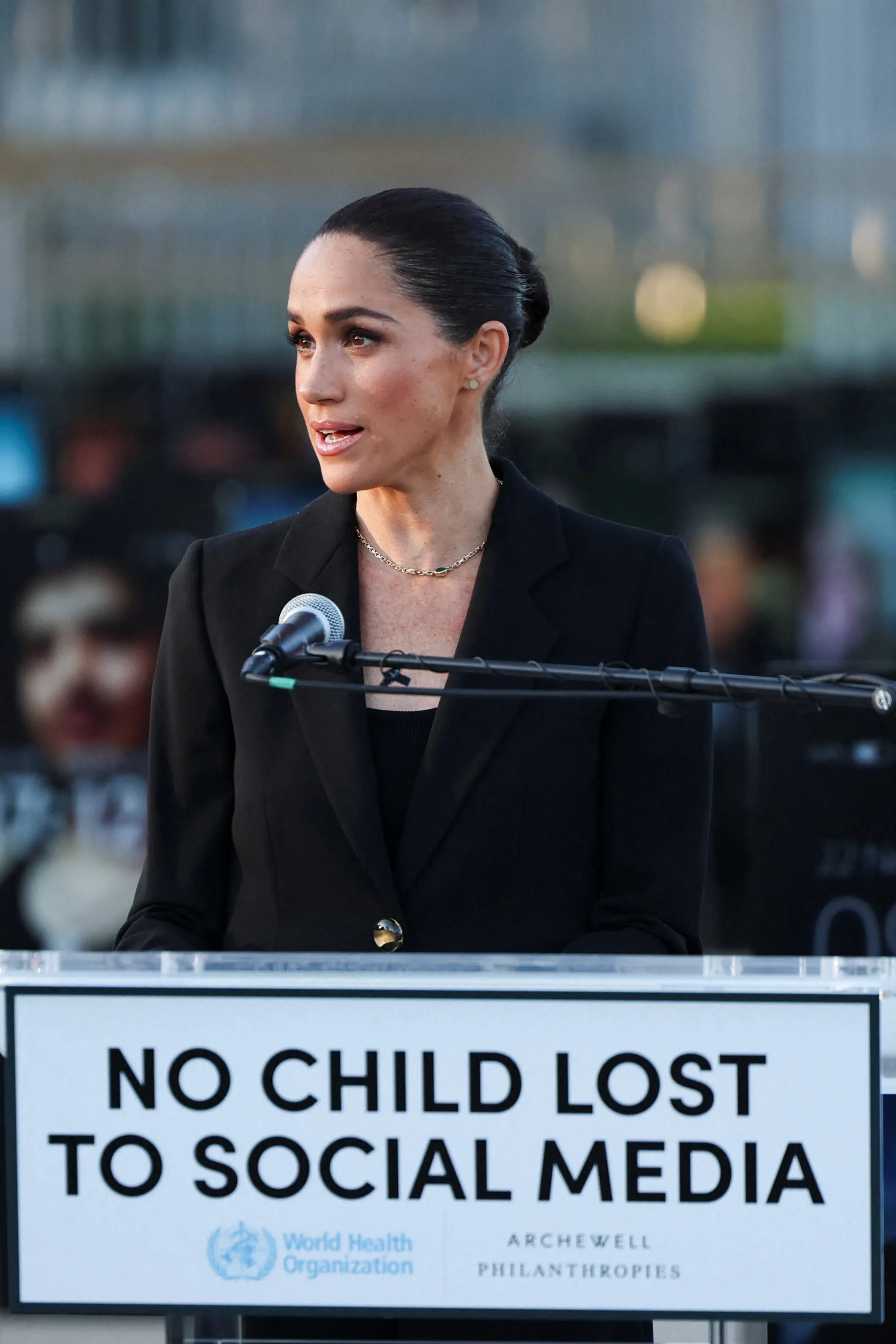 Meghan, Duchess of Sussex, speaks at the inauguration of the Lost Screen Memorial.