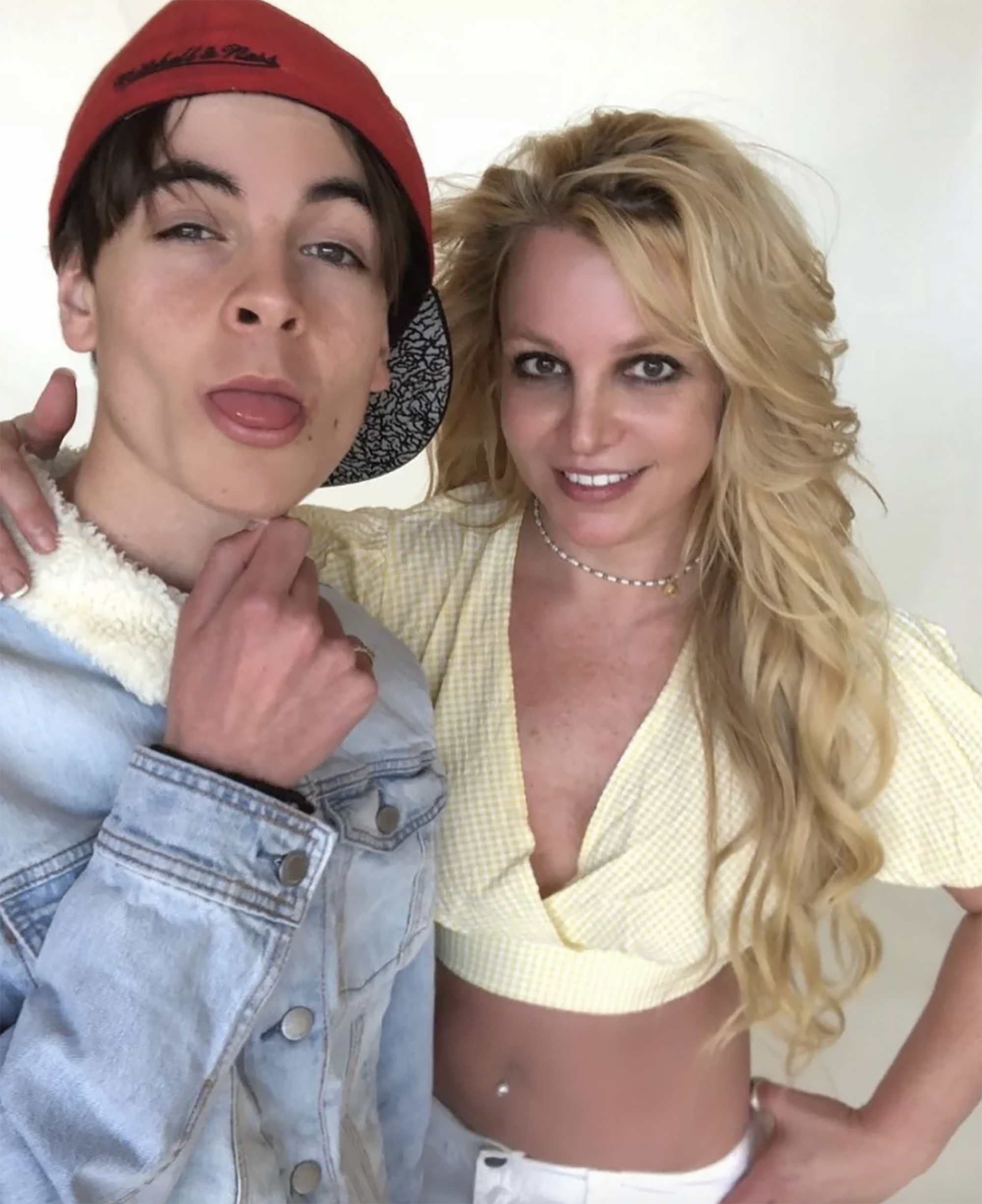 Britney Spears and her son, Jayden James, posing for a photo.