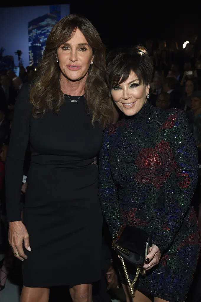 Caitlyn Jenner and Kris Jenner posing at the Victoria's Secret Fashion Show.