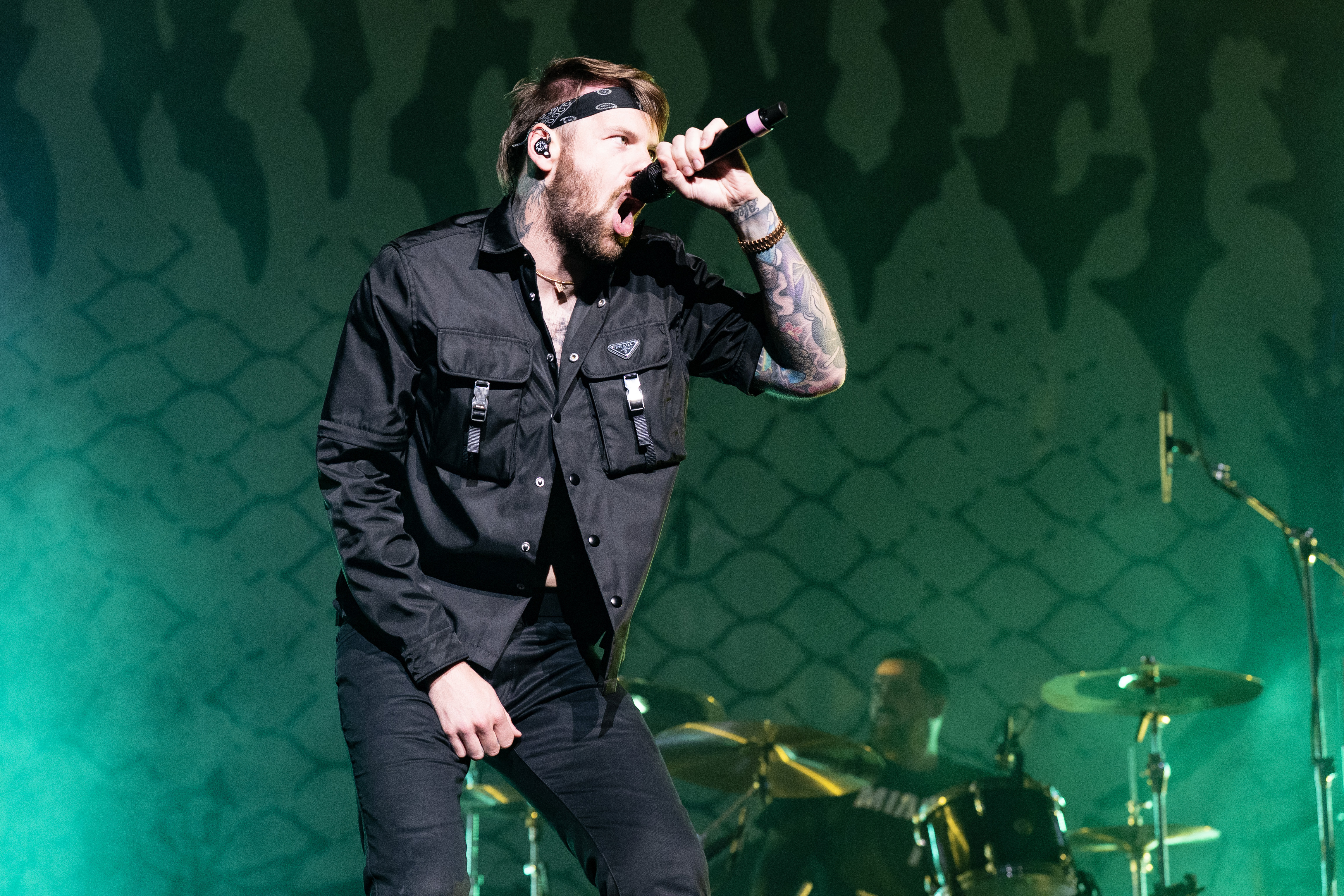 Caleb Shomo of Beartooth performs at Smoothie King Center.