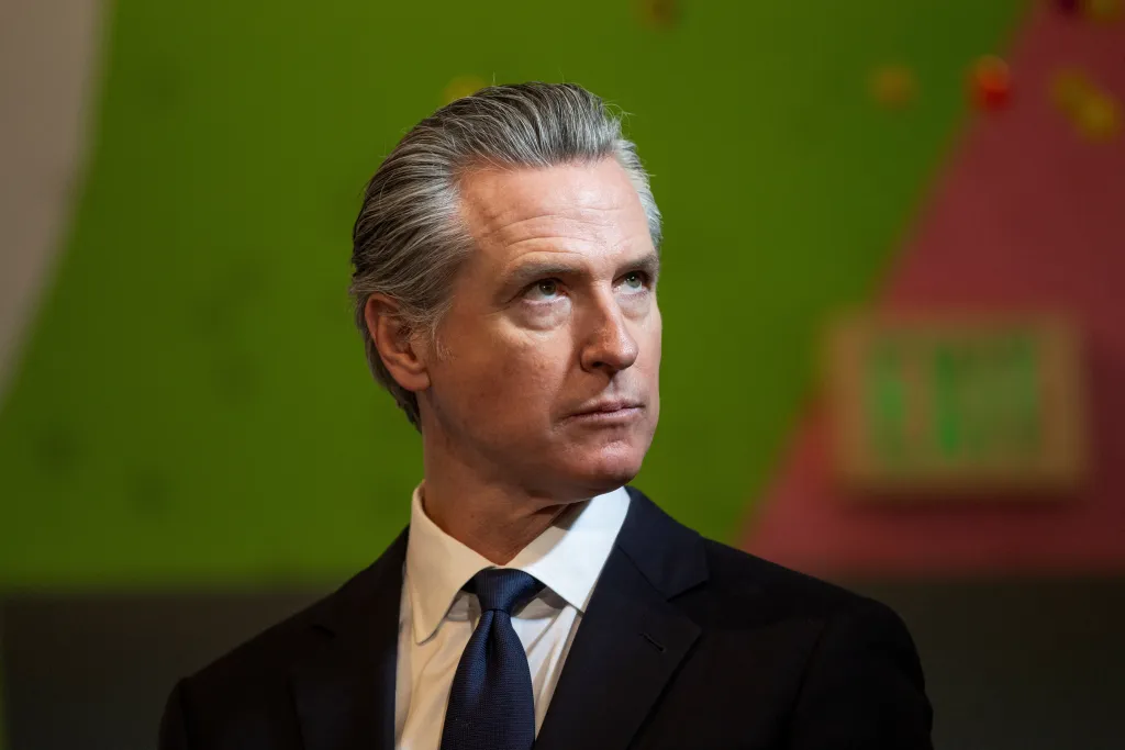 California Governor Gavin Newsom at a press conference in San Francisco.