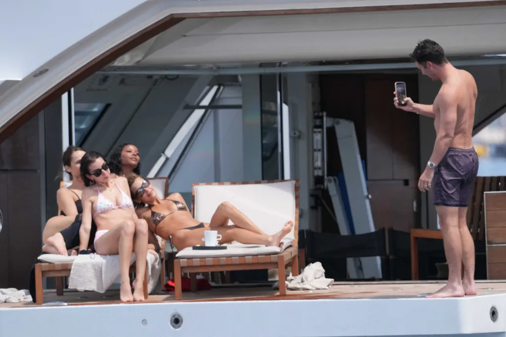 Bella Hadid and friends relaxing on a luxury yacht in the South of France.
