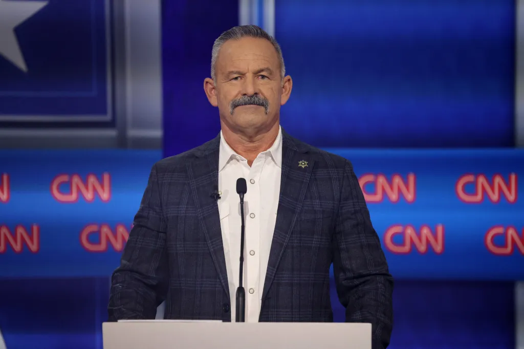 Candidate Chad Bianco at the California gubernatorial debate.