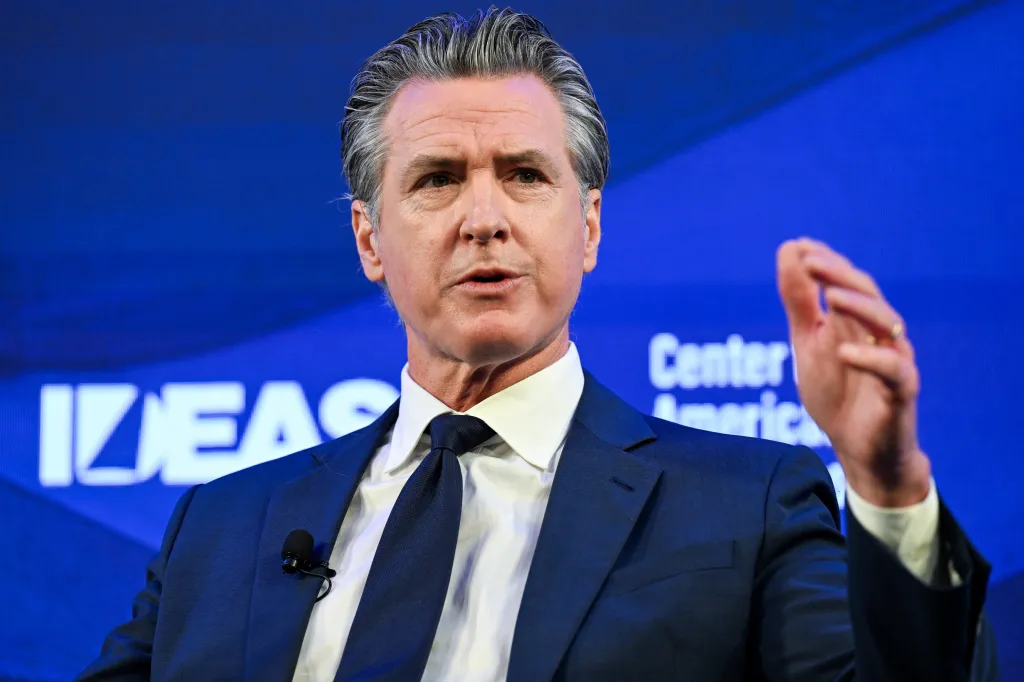 California Governor Gavin Newsom speaking at the Center for American Progress IDEAS conference.