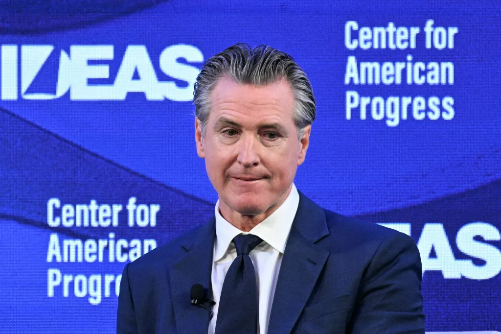 California Governor Gavin Newsom speaking at the Center for American Progress IDEAS Conference.
