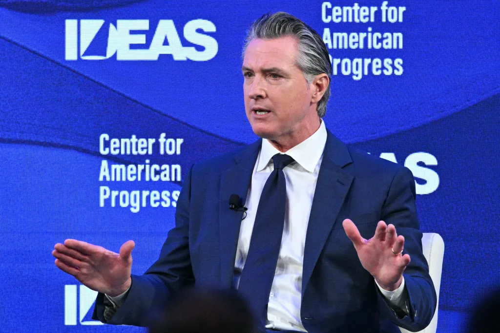 California Governor Gavin Newsom speaking at the Center for American Progress (CAP) IDEAS Conference.