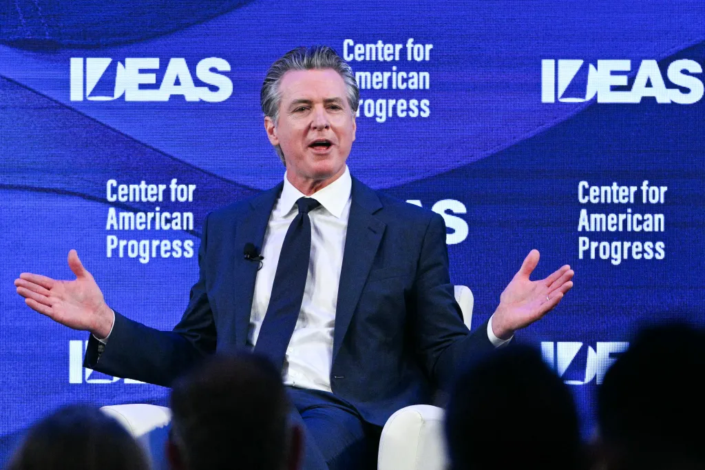 California Governor Gavin Newsom speaking at the Center for American Progress (CAP) IDEAS Conference.