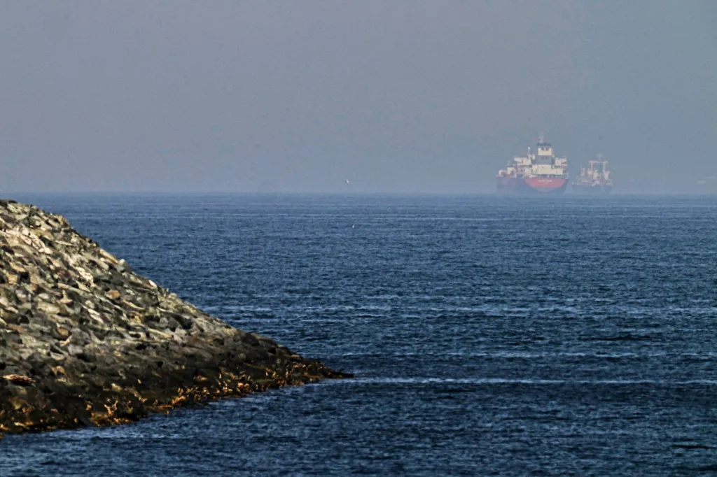 Cargo ships near the Strait of Hormuz.