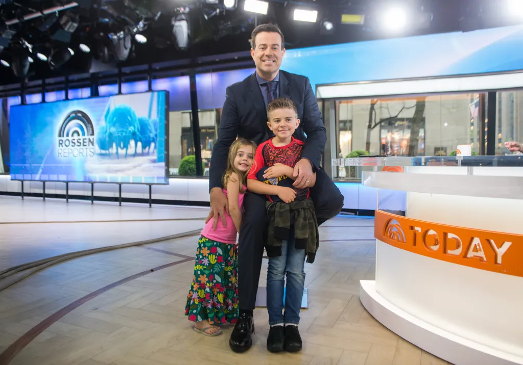 Carson Daly with his son Jackson and daughter Etta on the set of the Today show.
