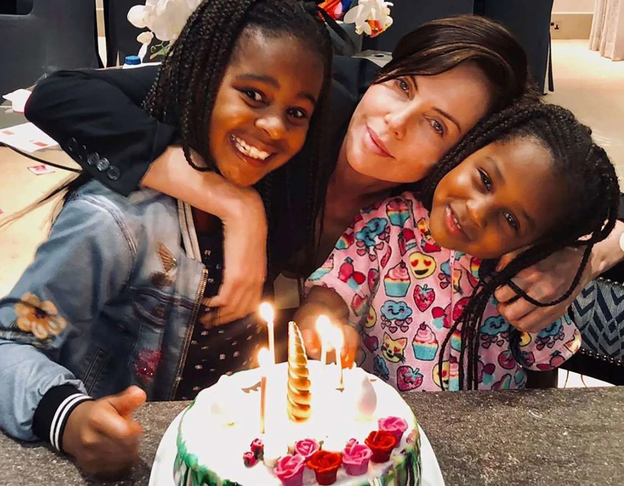 Charlize Theron and daughters via Instagram