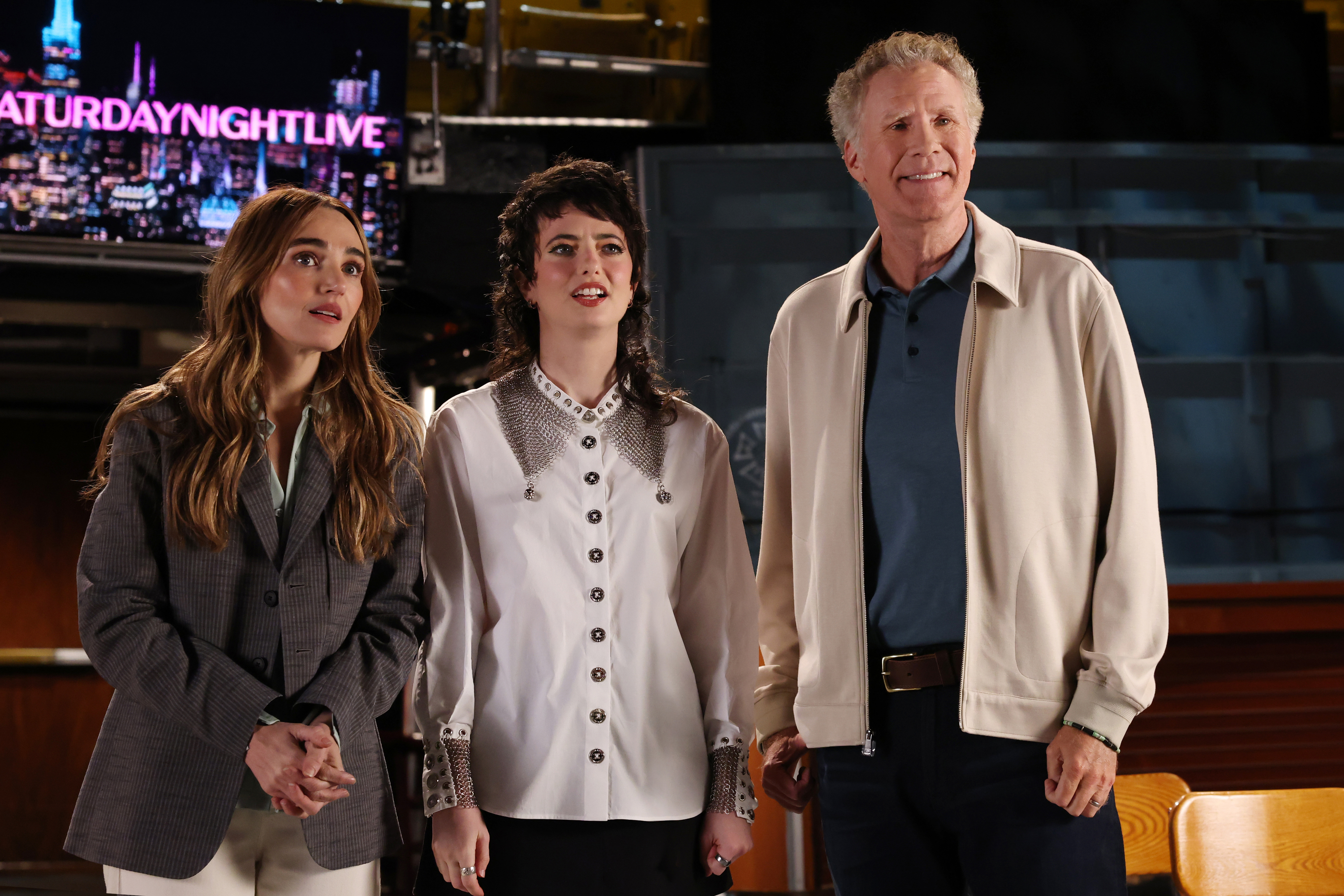 SATURDAY NIGHT LIVE -- Episode 1904 -- Pictured: (l-r) Chloe Fineman, Sarah Sherman, and host Will Ferrell during Promos on Tuesday, May 12, 2026 -- (Photo by: Rosalind O'Connor/NBC via Getty Images)
Saturday Night Live - Season 51